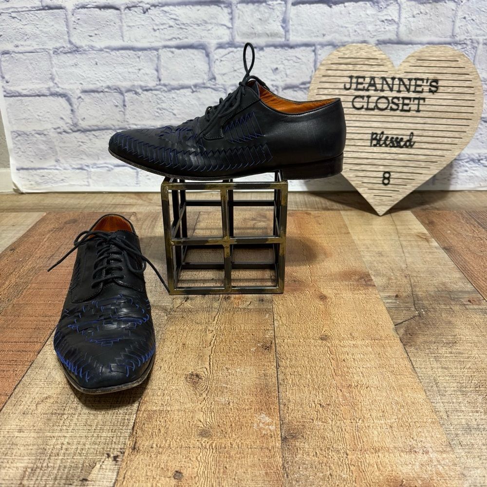 ETRO Woven Black w/ Blue Accent Men's Shoes Loafers Sz 41 US Sz 8